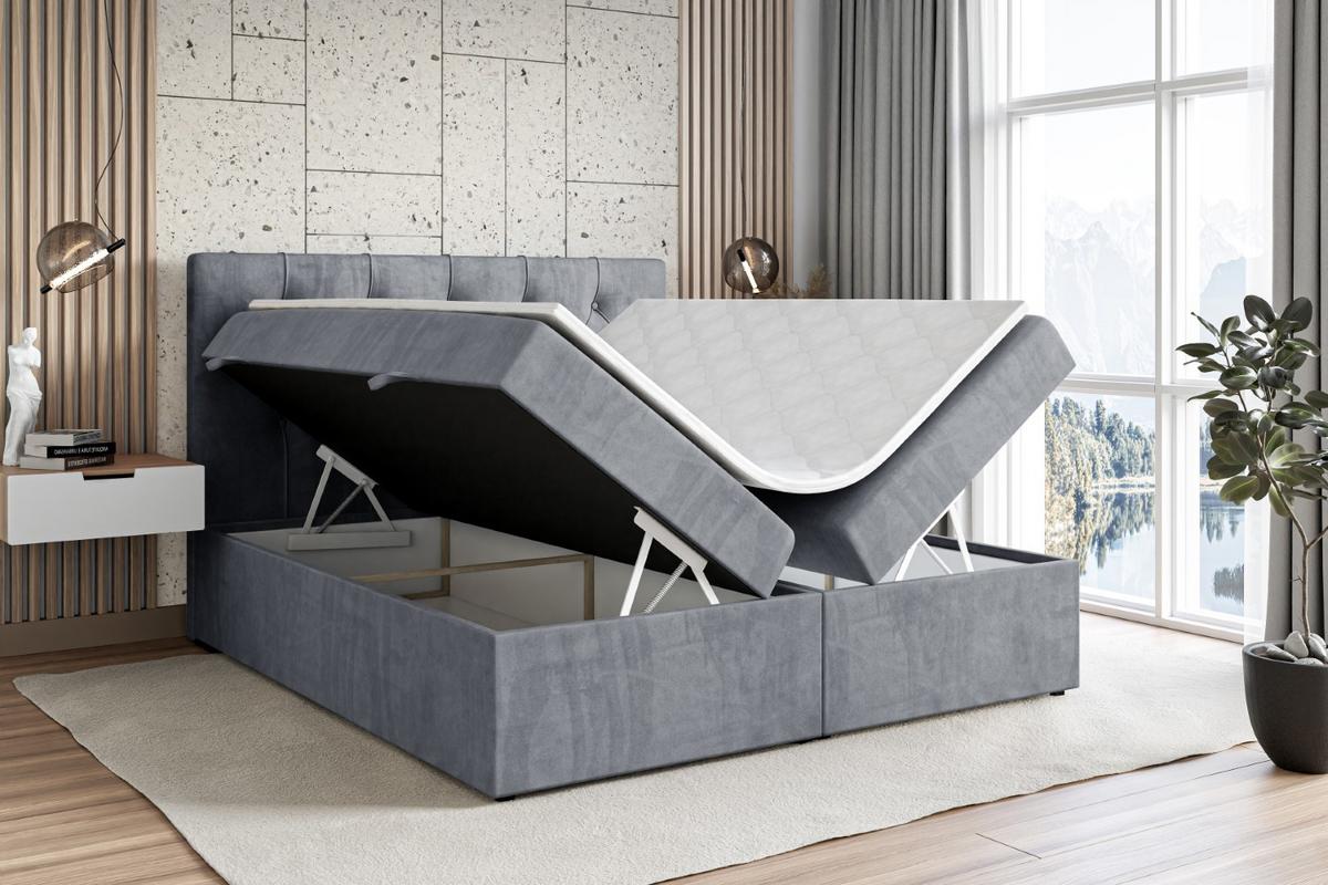 BOXBETT mit Matratze H3 und Lattenrost - MIRAGE - 140x200 Grau - Grau, Holzwerkstoff (140/200cm) - ALTDECOR