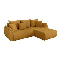 ECKSOFA mit Schlaffunktion Ottomane Rechts TOKO-L 277x194x86 Senfgelb Cord - Dunkelgelb/Schwarz, Holzwerkstoff/Kunststoff (277/194cm) - ALTDECOR