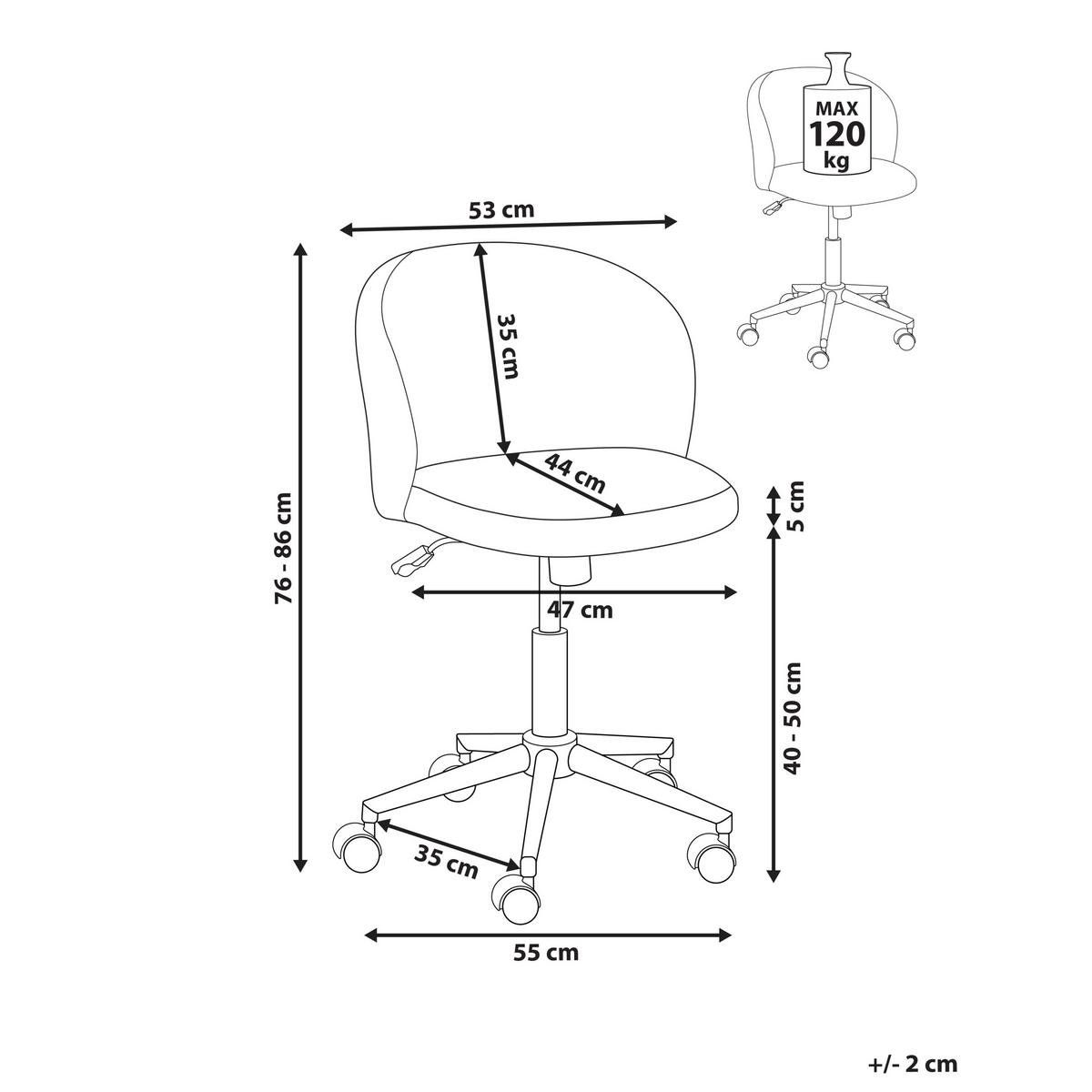 BÜROSTUHL Cord Cremeweiß Miles - Weiß, Textil (55/76/55cm) - Beliani