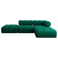 ECKSOFA modulares Sofa Kerru-L1 - 285x190x70 cm Dunkelgrün Velours - Dunkelgrün, Holzwerkstoff/Textil (285/190cm) - ALTDECOR