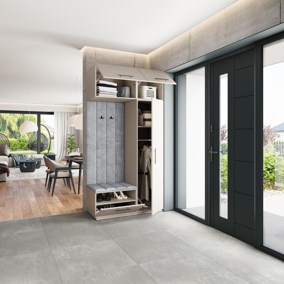 GARDEROBENSCHRANK REMA 120/240/60 cm Modern Kaschmir - Kaschmir/Hellgrau, Holzwerkstoff (120/240/60cm) - MASSENO