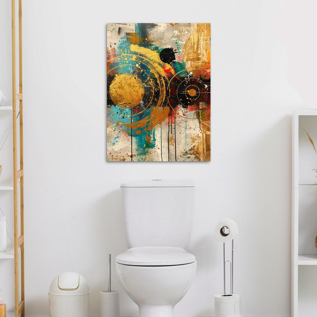LEINWANDBILD Abstrakt - Kunst - Gold - Modern Wandbild Wohnzimmer 50x70 cm - Multicolor, Textil (50/70cm) - MuchoWow