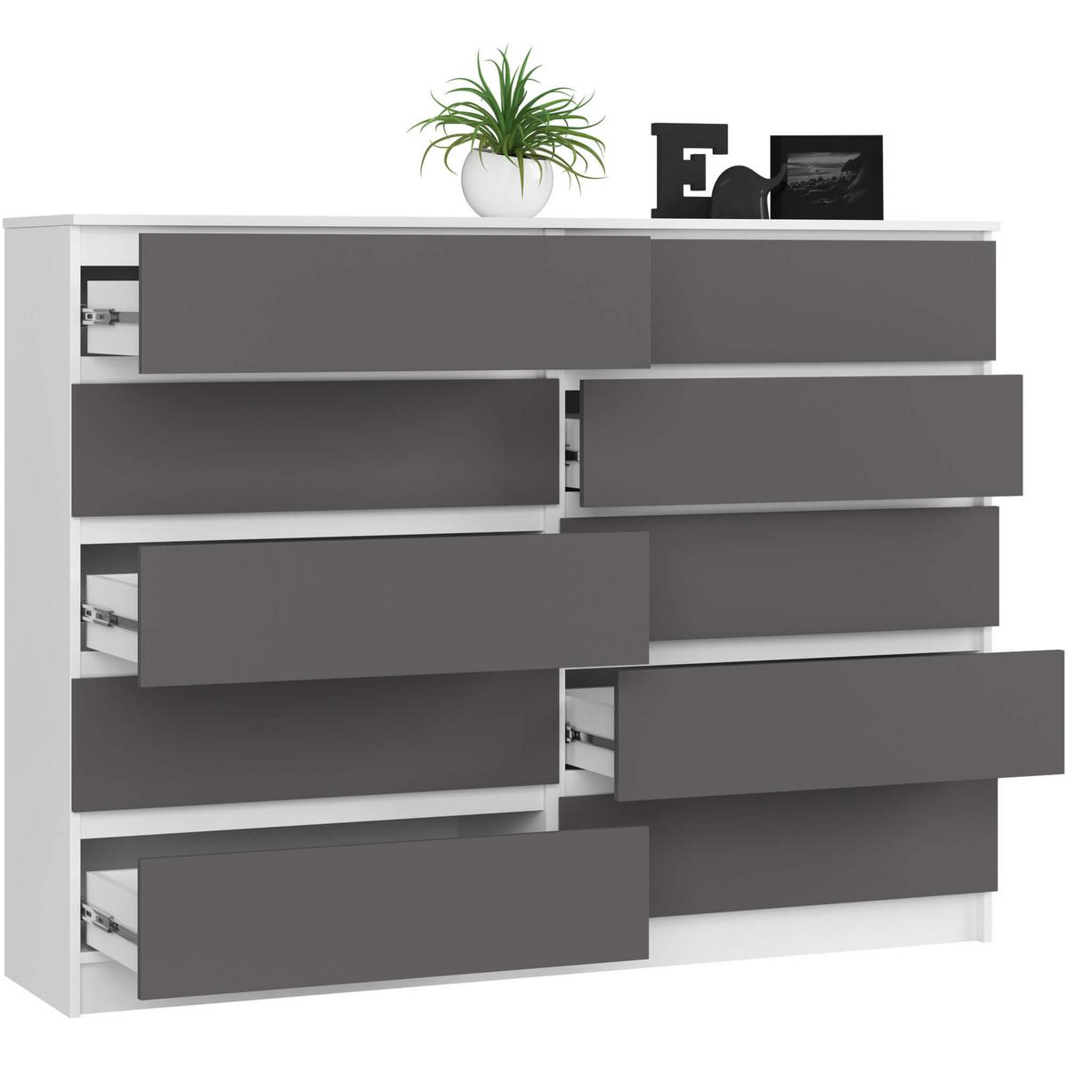 KOMMODE Weiß, Graphit Grau 121/160/40 - Weiß, Holzwerkstoff (160/121/40cm) - RAUMHIRSCH FURNITURE