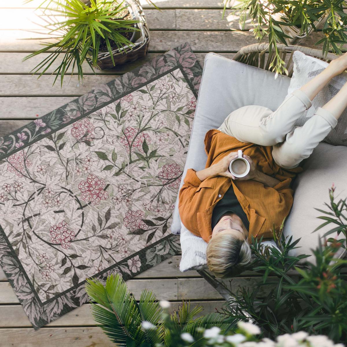 TEPPICH 100x150 cm Jasmin Skizze William Morris - Pink, Kunststoff (100/150cm) - Wallfluent