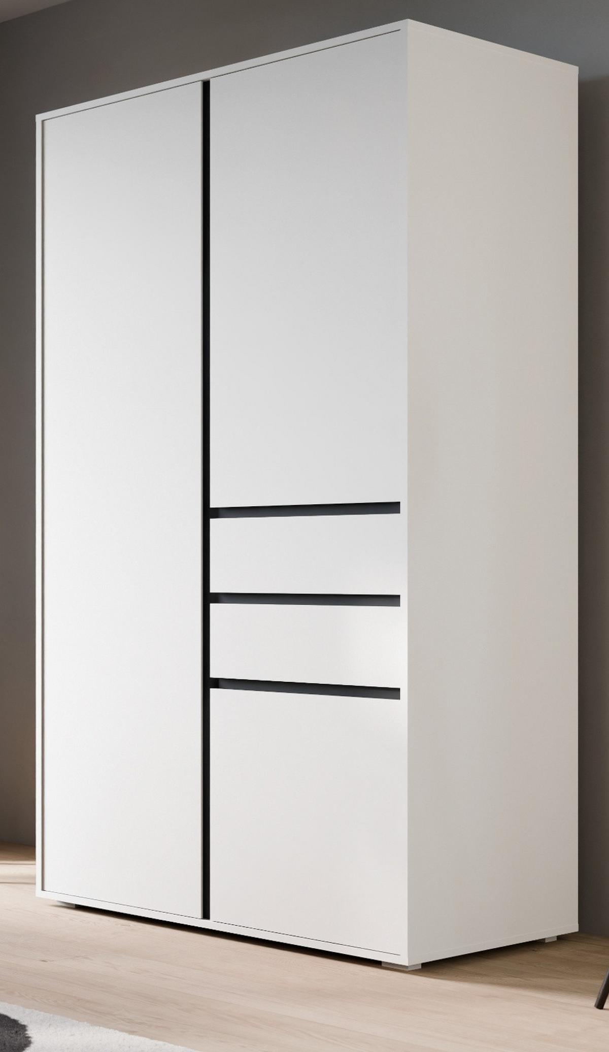 KLEIDERSCHRANK weiß, grau 100 x 194 cm, Drehtürenschrank 3-türig - Anthrazit/Silberfarben, Holzwerkstoff/Kunststoff (100/194/56cm) - Inn.Furn