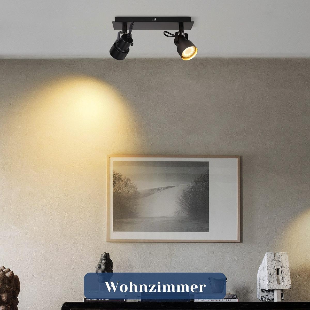 DECKENSTRAHLER Hitzebringer 2-flammig 28/7/10.5cm - Schwarz, Metall (28/7/10.5cm) - Nettlife