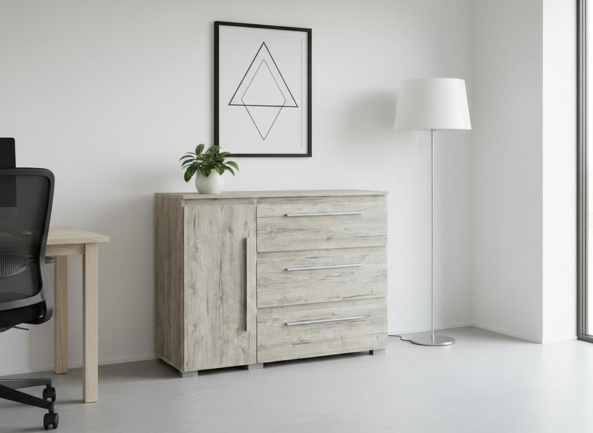 KOMMODE Bali 127/92/50 cm Eiche Sand - Sandfarben/Eichefarben, Holzwerkstoff/Kunststoff (127/92/50cm) - arthur berndt