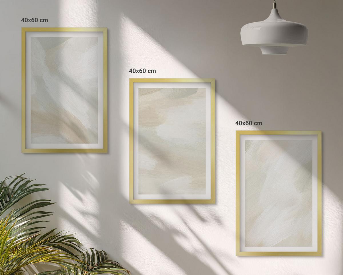 BILDER SET 3er Set - 40x60 cm Goldrahmen - Minimalismus der Farbstruktur - Goldfarben, Kunststoff (40/60cm) - TULUP
