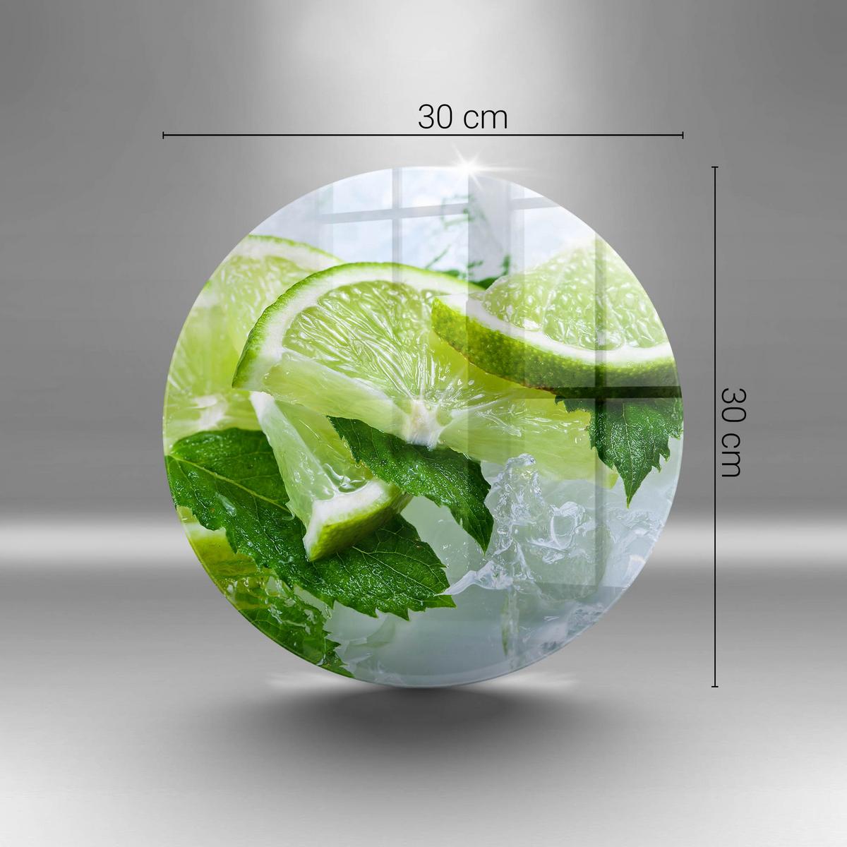 GLASPLATTE Ø 30 cm Limette Minze und Eis - Grün, Glas (30/30cm) - Wallfluent