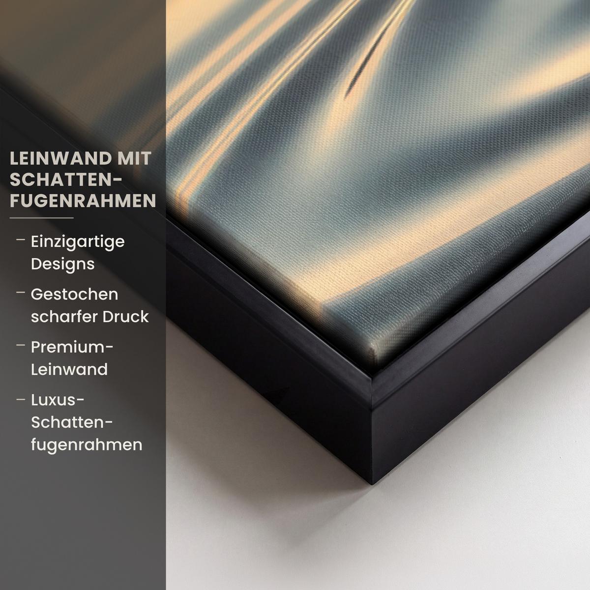 LEINWAND Bilder mit Rahmen - Herz - Wasser - Sonnenuntergang - Natur - Zen - 100x70 - Bernsteinfarben, Textil (100/70cm) - MuchoWow