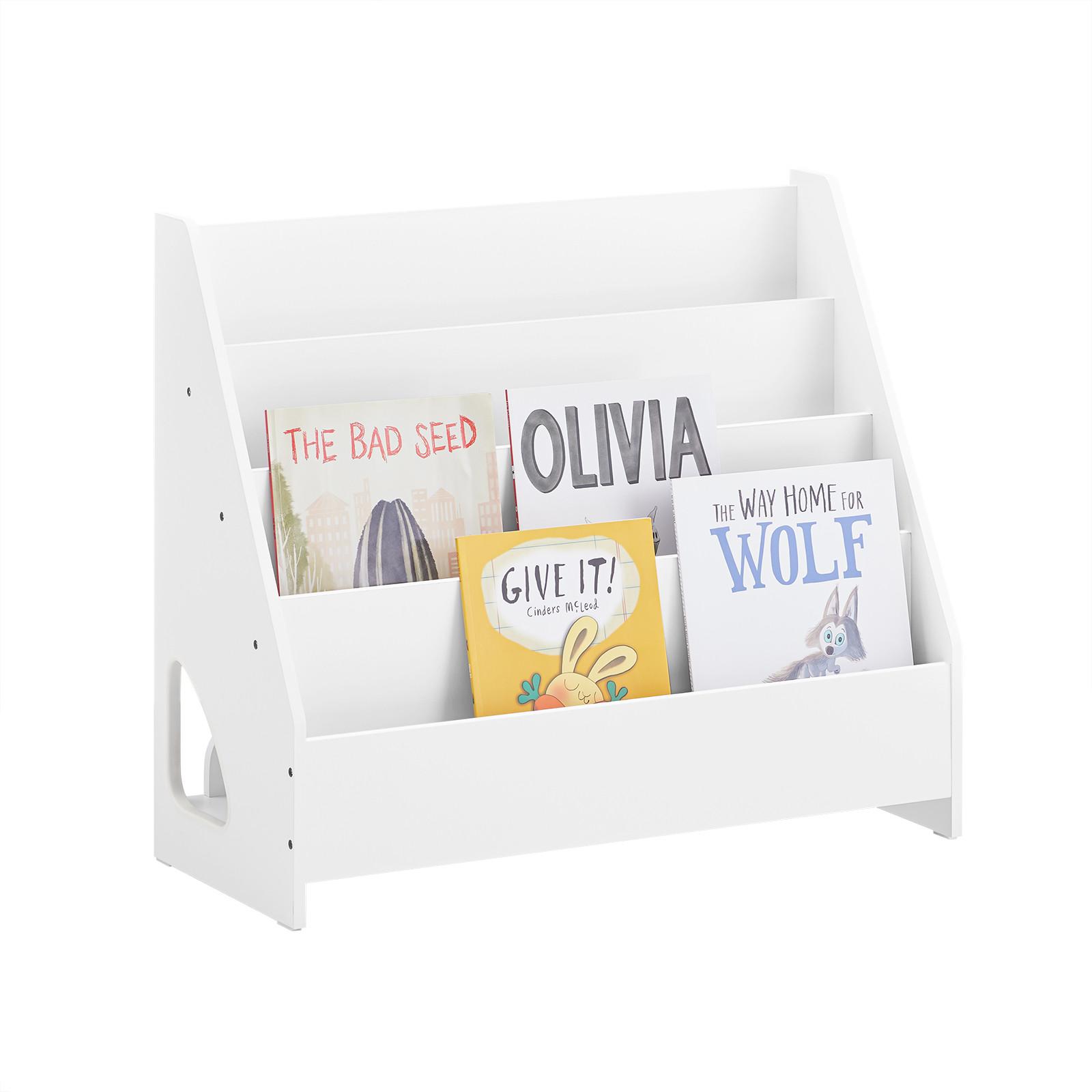 KINDER-BÜCHERREGAL mit 4 offenen Fächer, Weiß 70x60x30cm - Weiß, Holzwerkstoff (70/60/30cm) - SoBuy