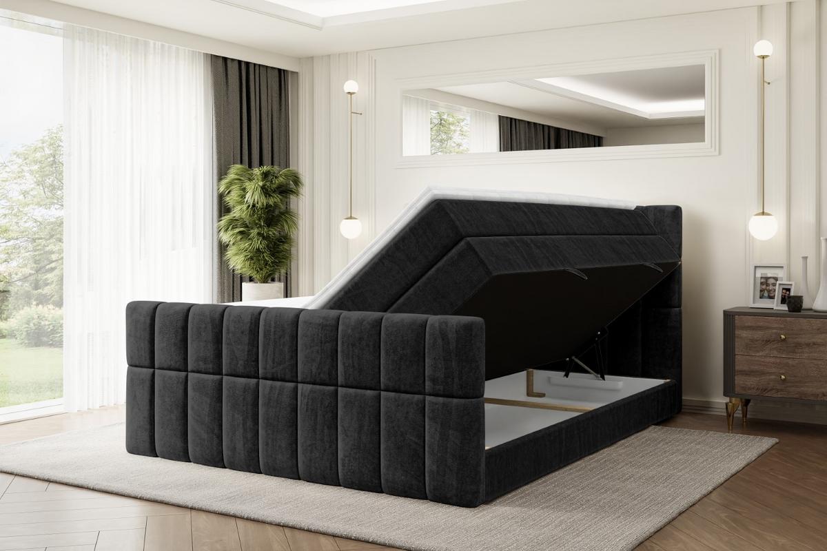 BOXSPRINGBETT MIAMI-Z KING - 140x200 - H3/H4 - Schwarz - Schwarz, Holzwerkstoff (140/200cm) - ALTDECOR