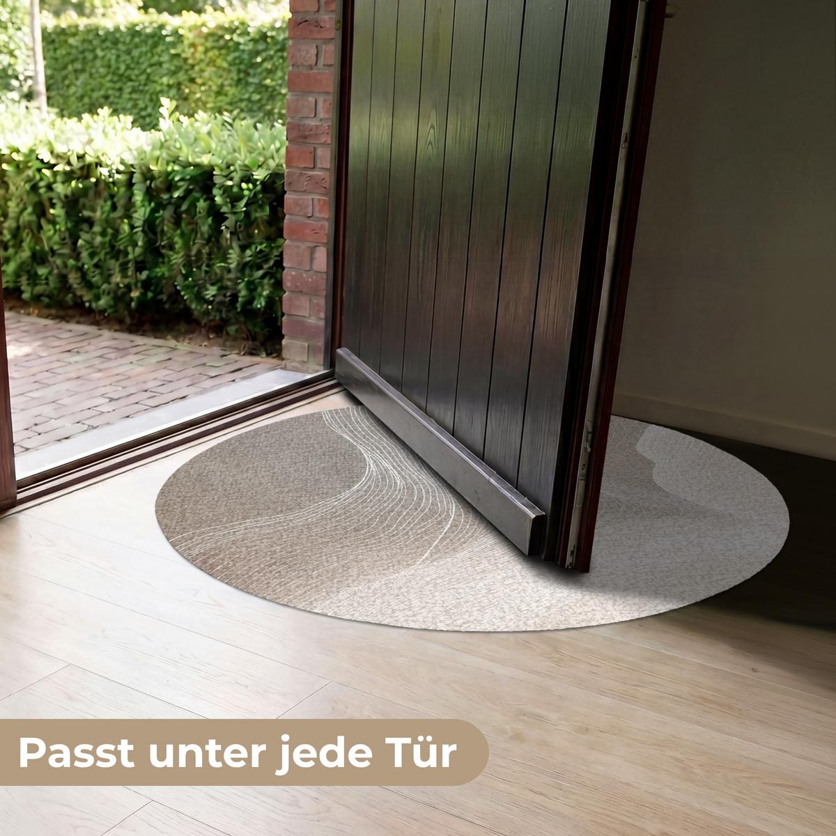 FUSSMATTE Wellenlinien - Luftströme - Harmonisch Schmutzfänger 90x90 cm - Beige, Kunststoff (90/0.4cm) - MuchoWow