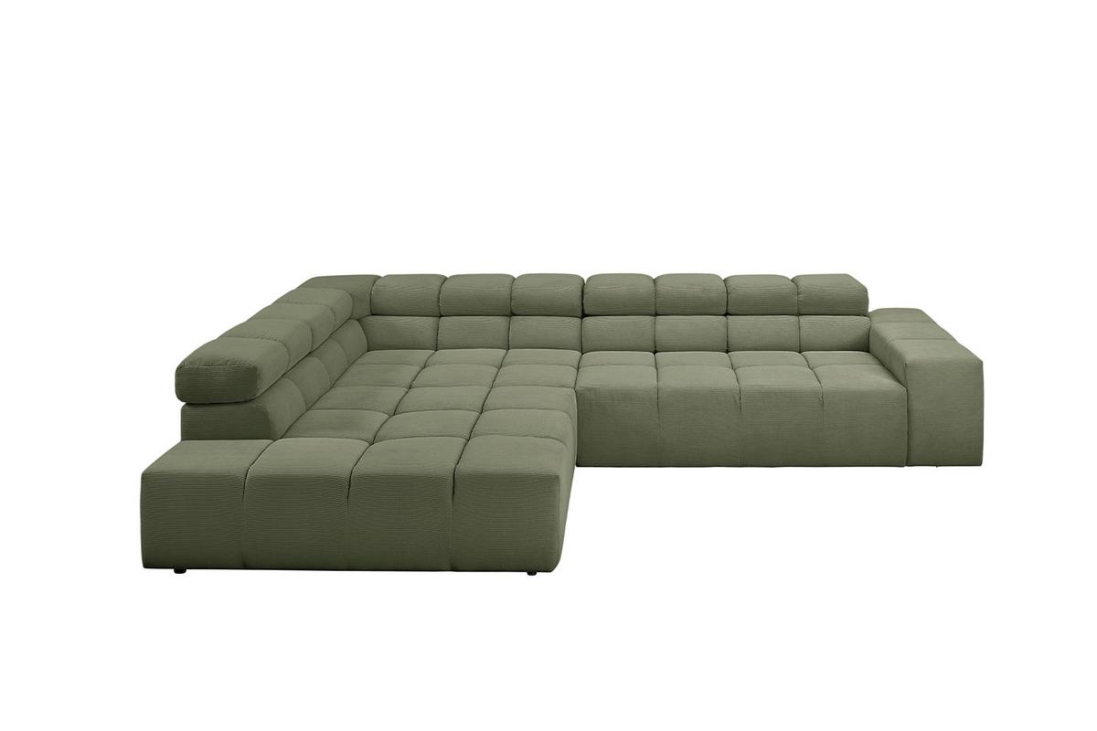 ECKSOFA NEVADA Dunkelgrün Cord - Dunkelgrün/Schwarz, Kunststoff/Textil (319/215cm) - KAWOLA