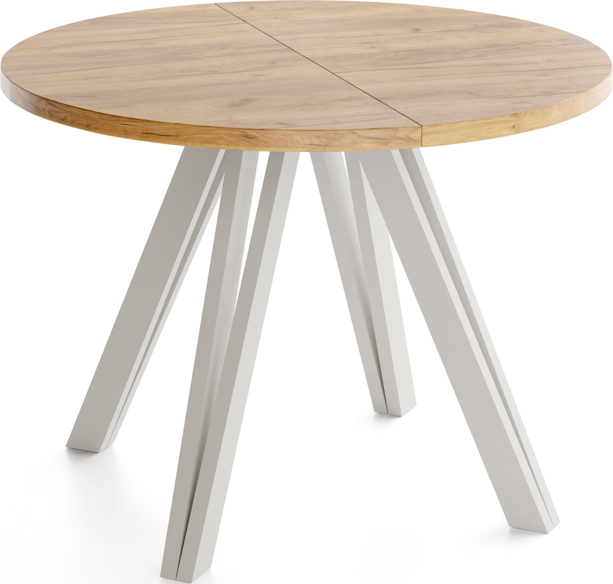 ESSTISCH Ravero runder ausziehbarer, Eiche Braun 100-180/100/77 cm - Kaschmir/Eiche Wotan, Holz/Holzwerkstoff (100/180/76.5cm) - WFL GROUP