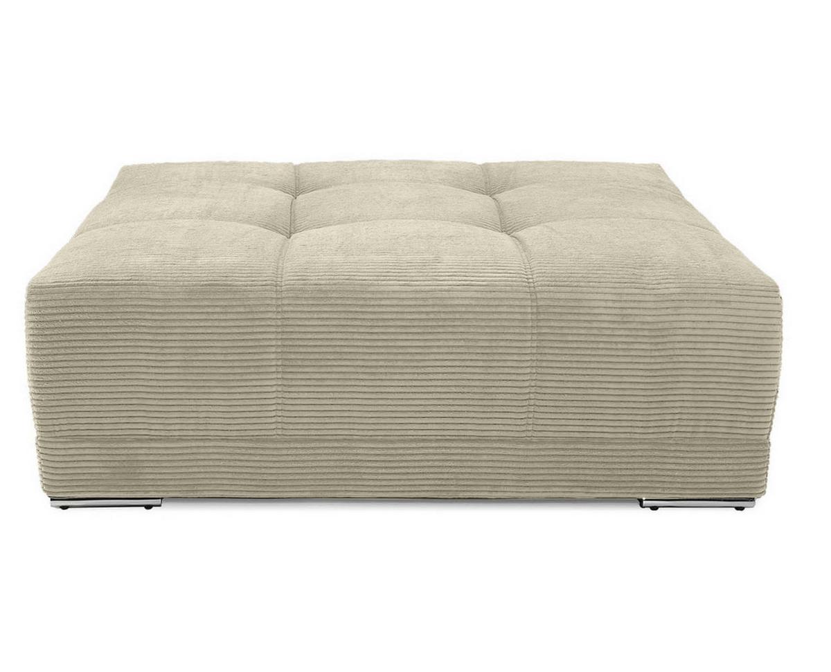 POLSTERHOCKER XXL Federkern B120/T120/H39 cm (passend zum BIG-SOFA) Cord Beige Grau / 15177 - Chromfarben/Greige, Textil/Metall (120/39/120cm) - luma-home