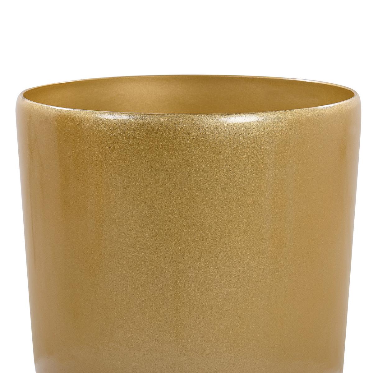 BLUMENTOPF gold rund 32/32/58 cm Tseria - Goldfarben, Stein (58cm) - Beliani