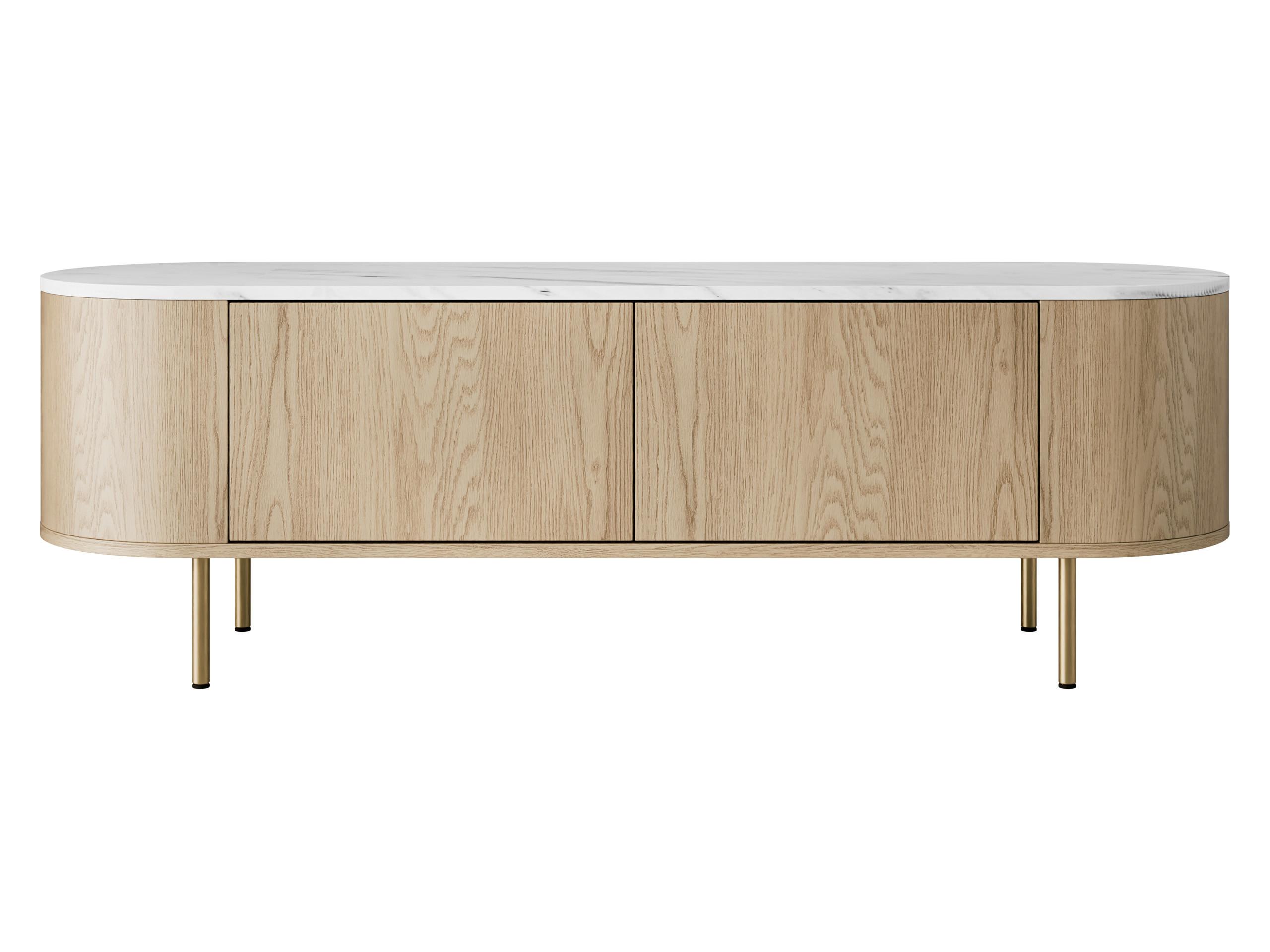 TV-LOWBOARD Lygrint 140 2D - Eichefarben/Goldfarben, Holzwerkstoff/Metall (139/45/40cm) - MIRJAN24