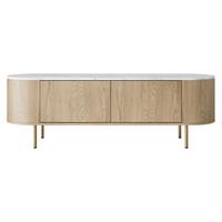 TV-LOWBOARD Lygrint 140 2D - Eichefarben/Goldfarben, Holzwerkstoff/Metall (139/45/40cm) - MIRJAN24