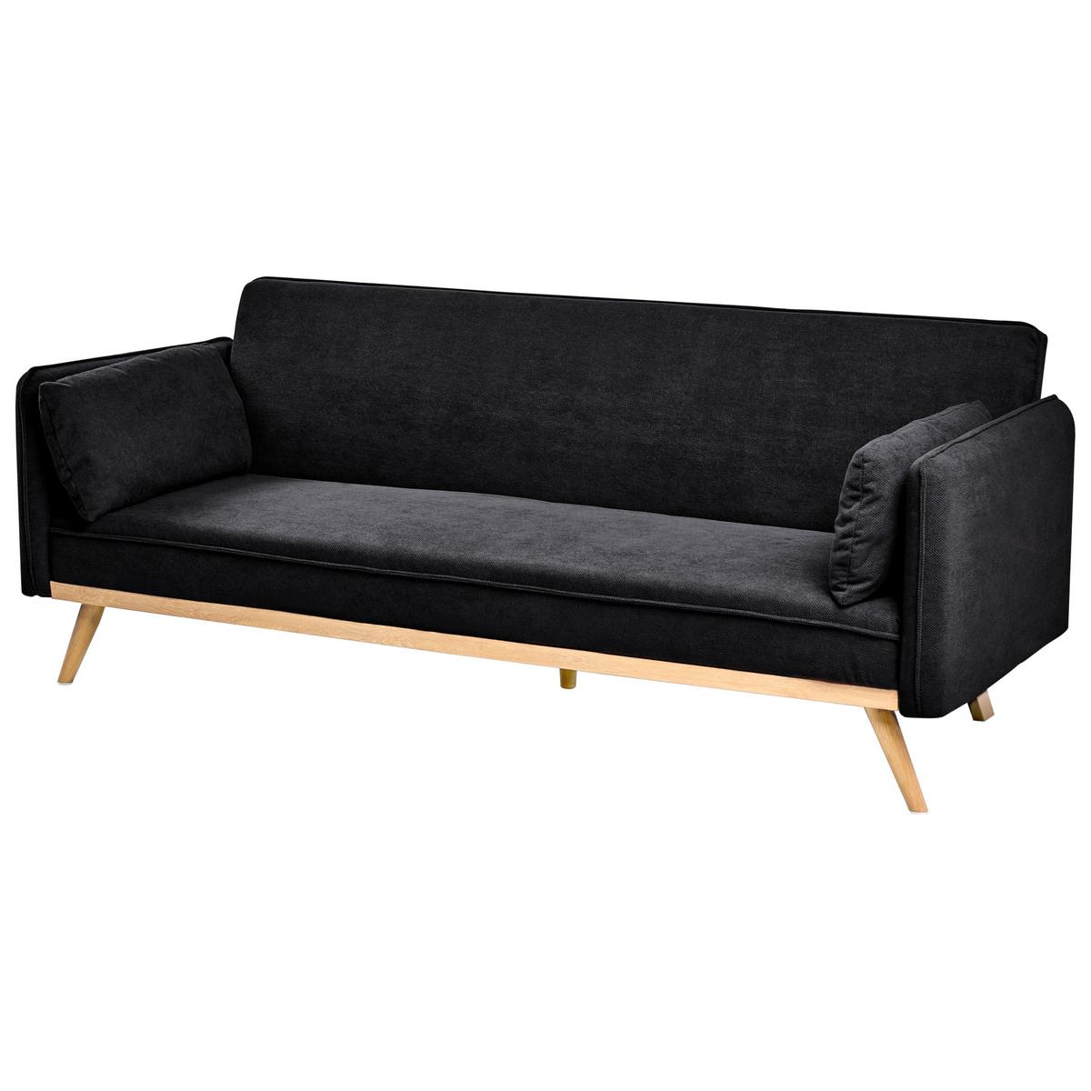 SCHLAFSOFA Stoff Schwarz Asaa - Schwarz/Braun, Textil (205/76/80cm) - Beliani