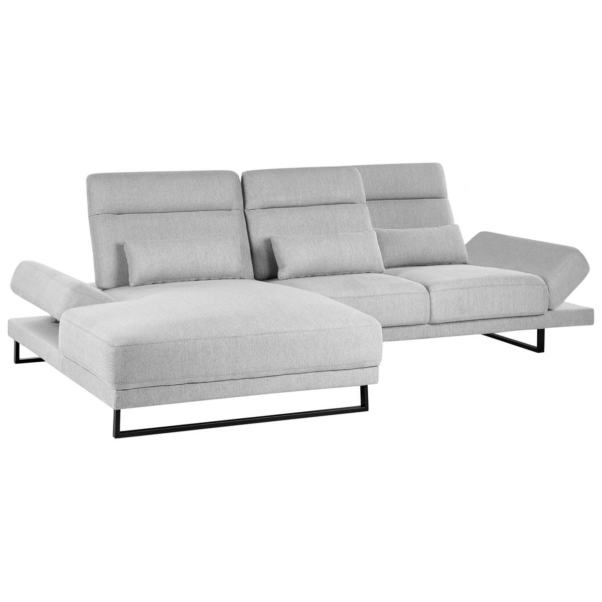 ECKSOFA 4-Sitzer Stoff Hellgrau rechtsseitig Ikast - Hellgrau/Schwarz, Textil (320/214cm) - Beliani
