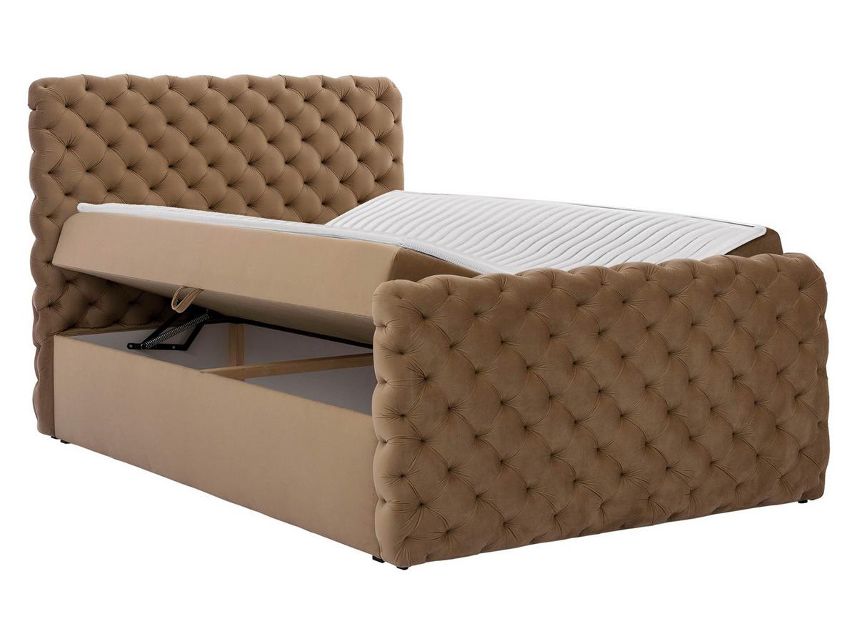 BOXBETT Chesterfield Lux - H3 - Cappuccino, Holz (160/200cm) - MIRJAN24