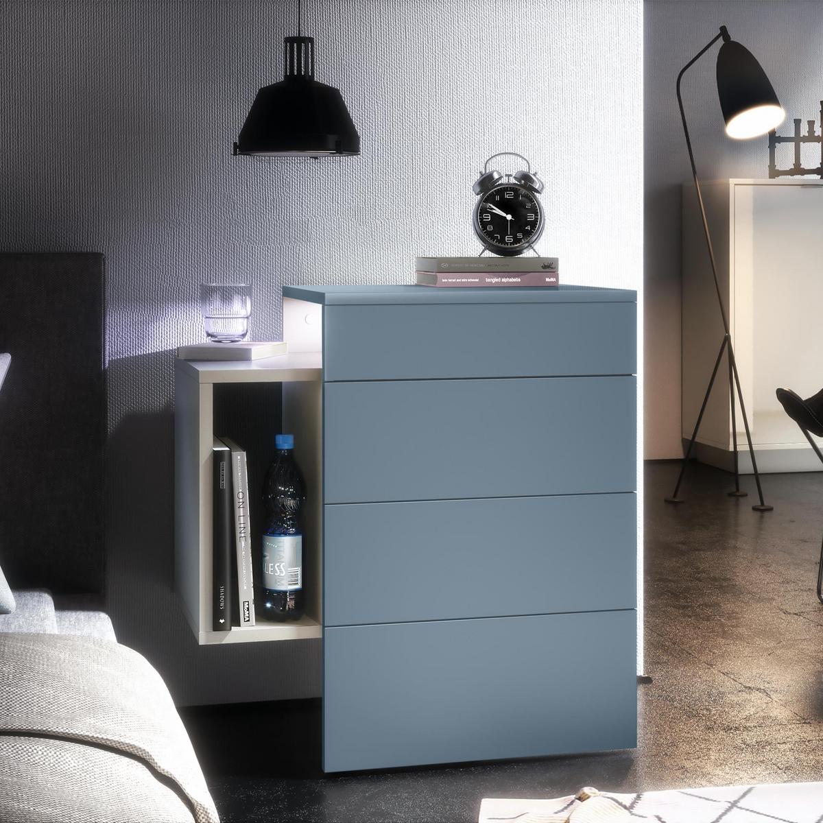 NACHTTISCH Queens Front in Denim matt - Pastellblau, Holzwerkstoff (60/63/36cm) - Vladon