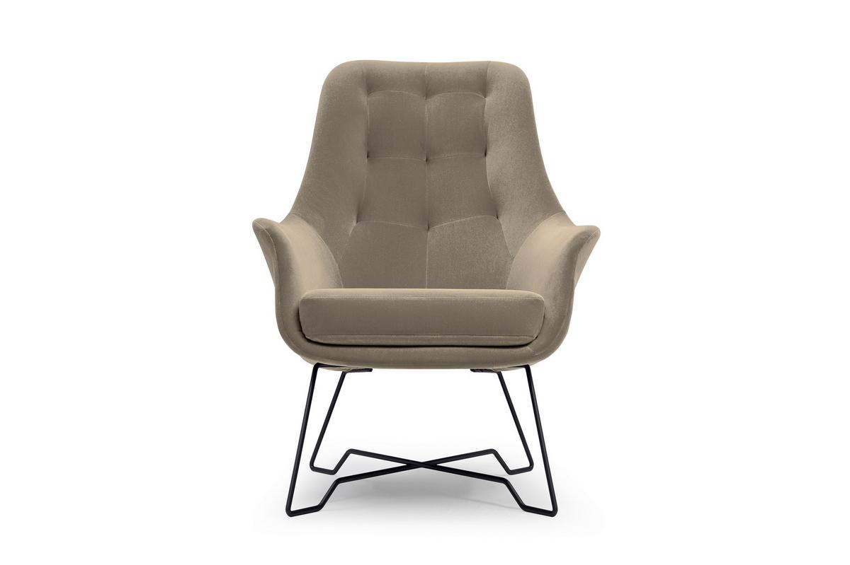 SESSEL SEDUTA, Modern Polstersessel Loungesessel, Velours-Stoff Beige - Beige, Holz/Metall (72.5/101.5/83cm) - MASSENO