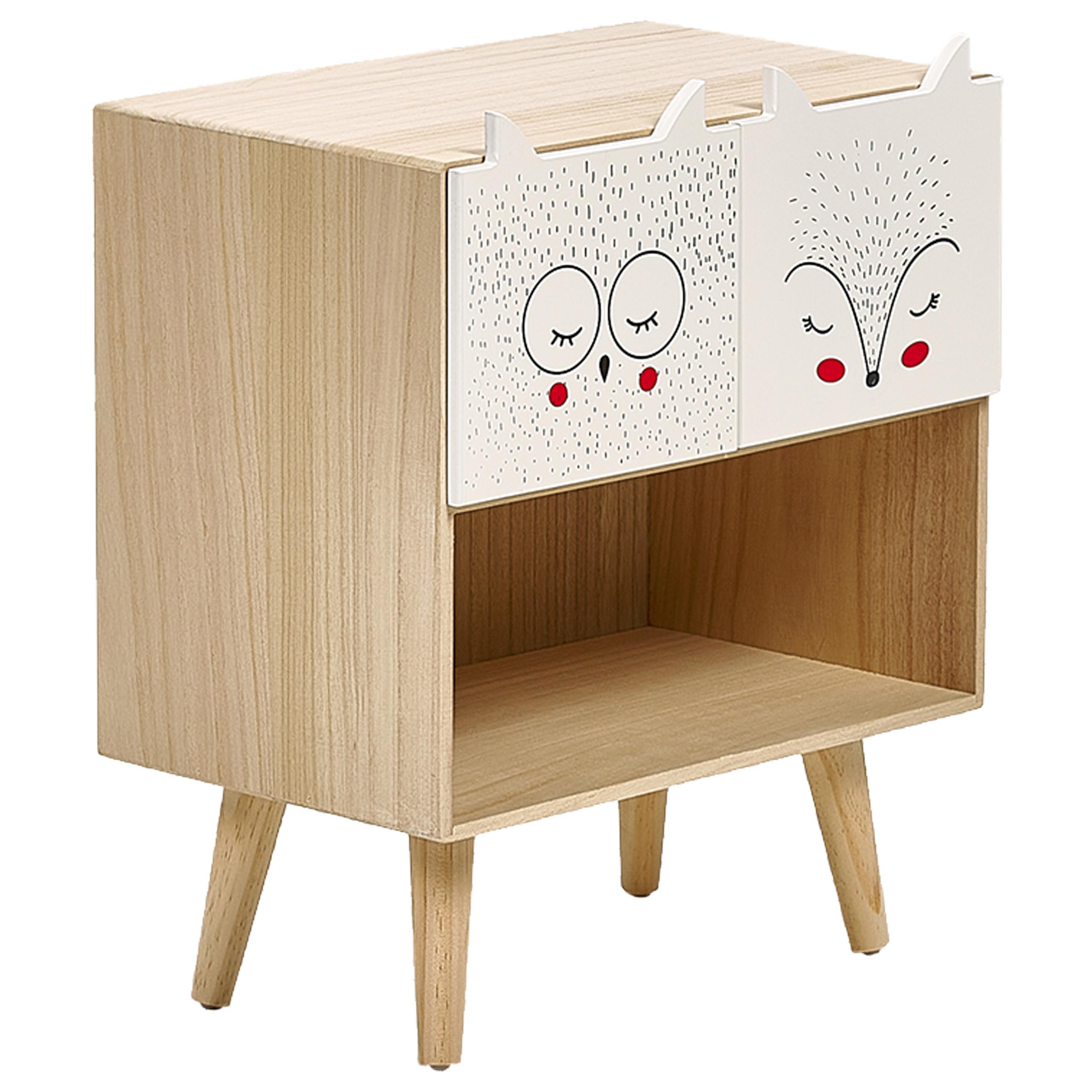 NACHTTISCH Heller Holzfarbton/Weiß Rupert - Hellbraun/Weiß, Holzwerkstoff (40/46/25cm) - Beliani