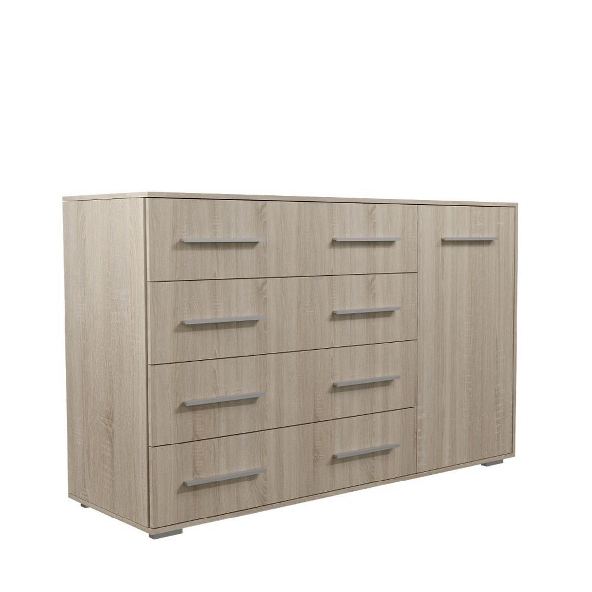 KOMMODE Frida 02 Sonoma/Sonoma 1D4S 135 cm - Alufarben/Sonoma Eiche, Holzwerkstoff/Kunststoff (135/95/45cm) - imoebel24