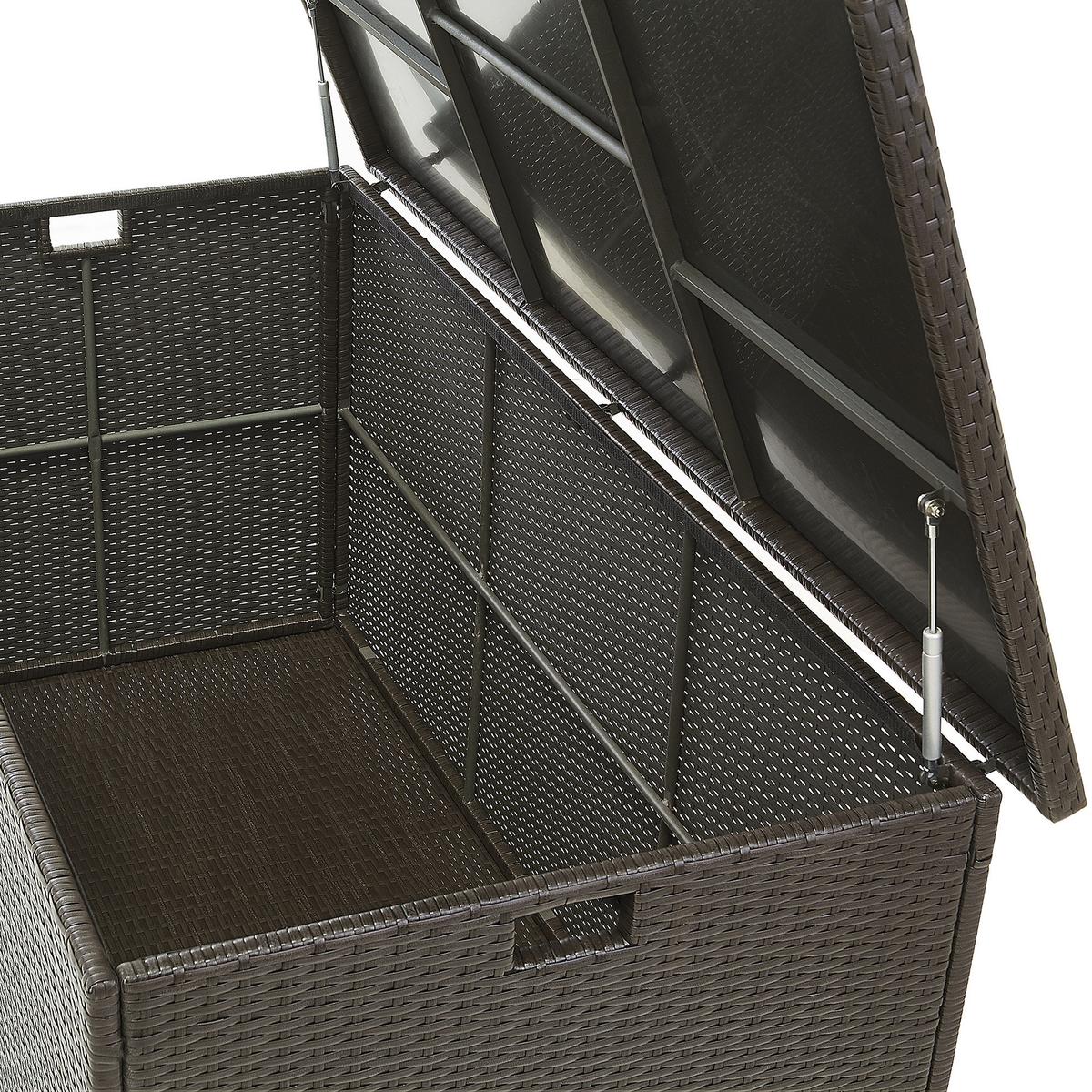 AUFLAGENBOX Rattan braun 155/75 cm Modena - Schwarz/Braun, Kunststoff (155/80/75cm) - Beliani