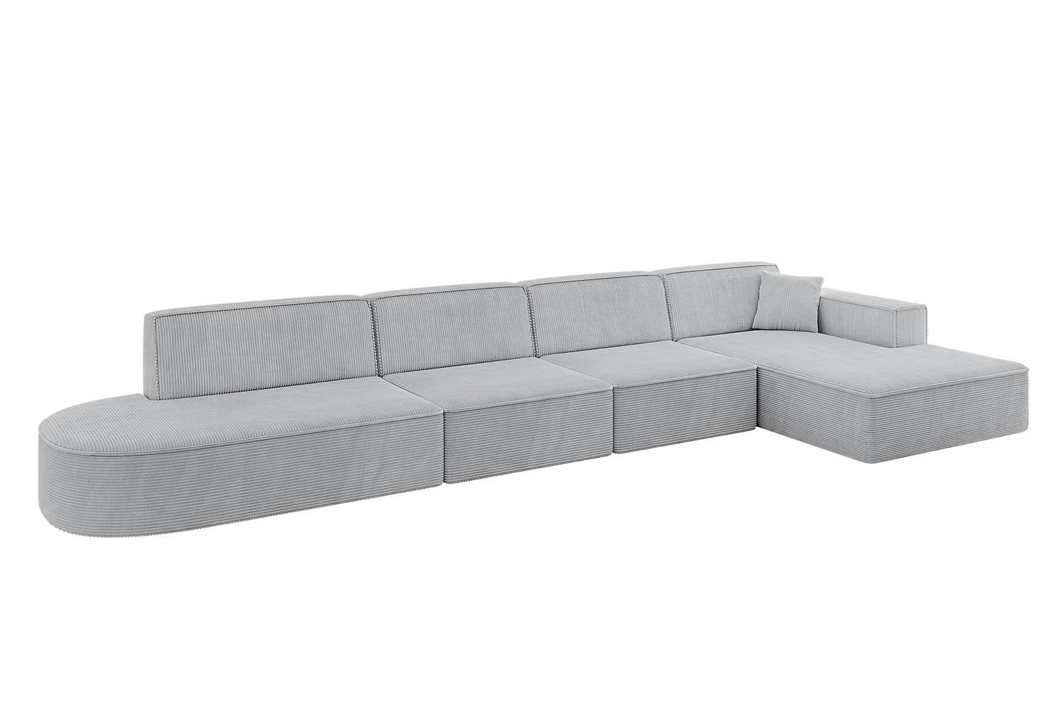 ECKSOFA Ottomane Rechts IREA-L3-v4 - 412x165x77 cm Grau - Hellgrau/Grau, Holzwerkstoff/Textil (412/165cm) - ALTDECOR