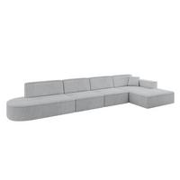 ECKSOFA Ottomane Rechts IREA-L3-v4 - 412x165x77 cm Grau - Hellgrau/Grau, Holzwerkstoff/Textil (412/165cm) - ALTDECOR