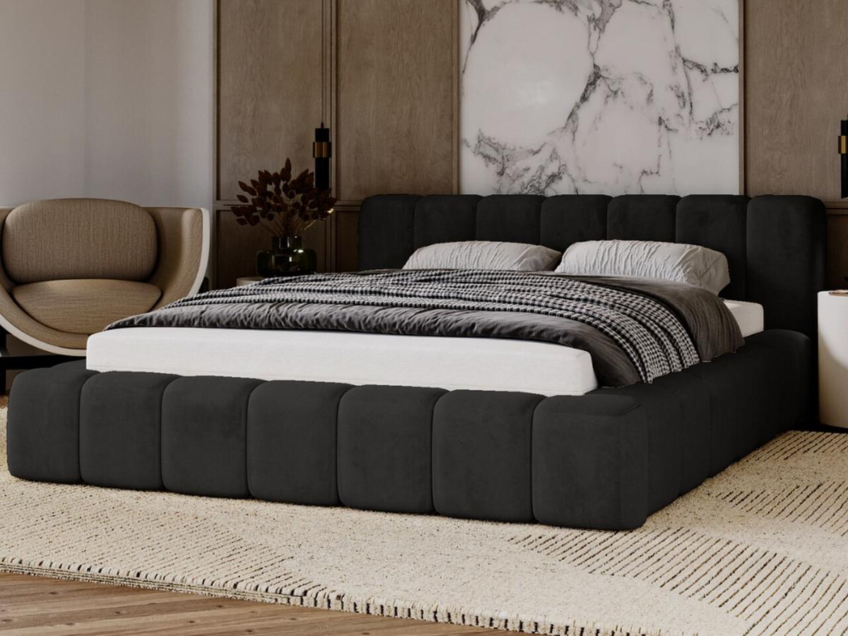POLSTERBETT Ibiza 180x200 Schwarz - Schwarz/Naturfarben, Holz/Textil (180/200cm) - Graingold