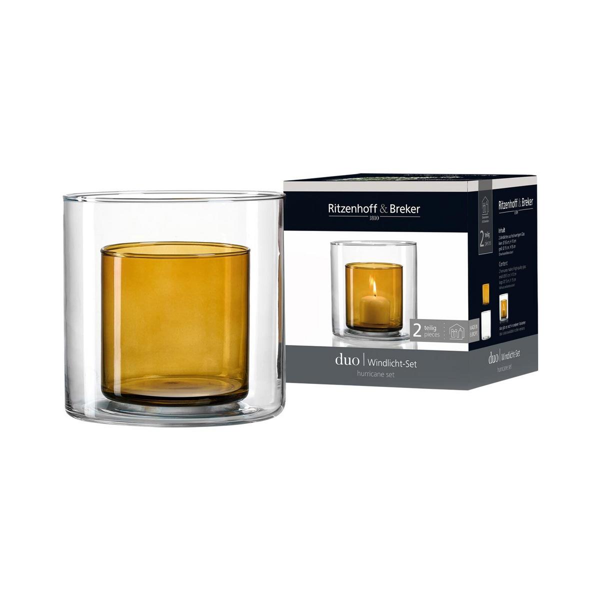 WINDLICHT Duo 16 cm - Braun, Glas (16/16/16cm) - Ritzenhoff Breker
