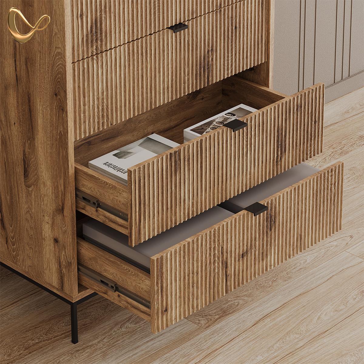 KOMMODE Aterno Viking Oak 76 x 120 cm mit 5 Schubladen - Eichefarben, Holzwerkstoff (76/120/42cm) - Livinity®