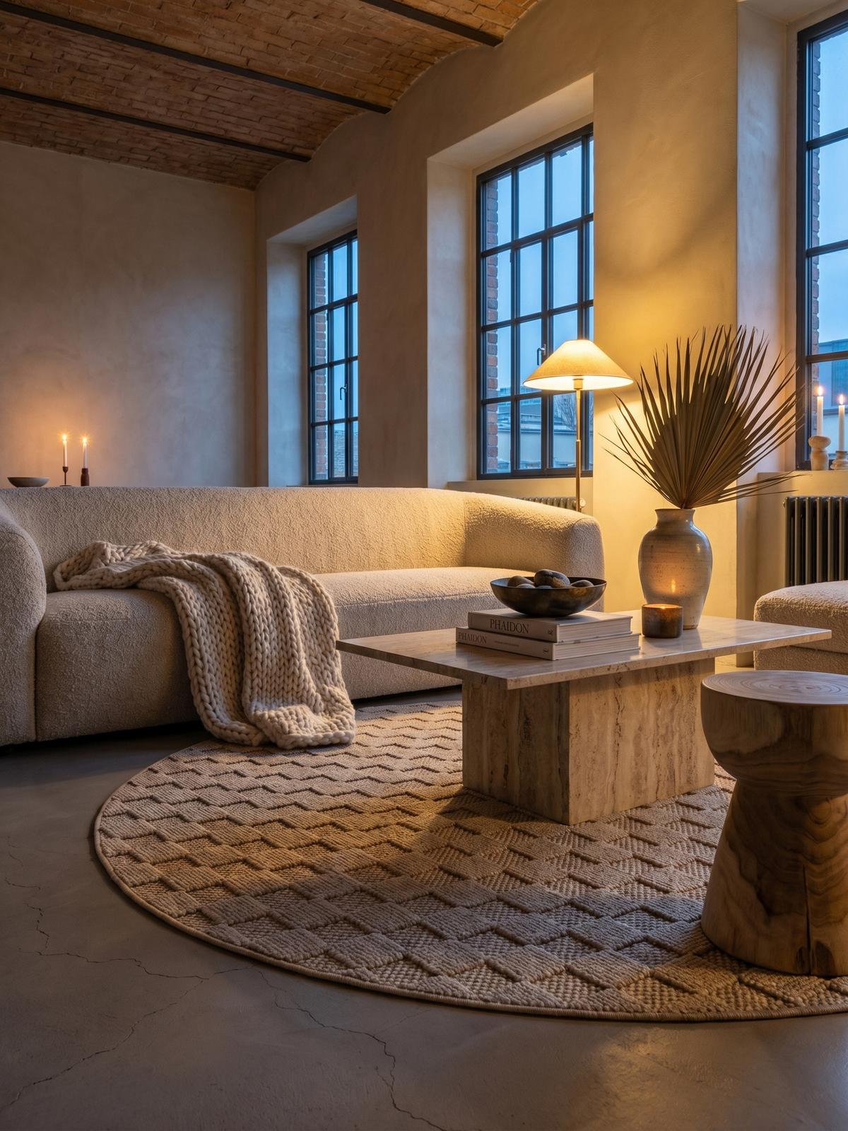 TEPPICH Flachgewebe LANGAU in Beige, mit Schachbrettmuster, Ø 200 cm - Beige, Textil (200/200cm) - KADIMA DESIGN