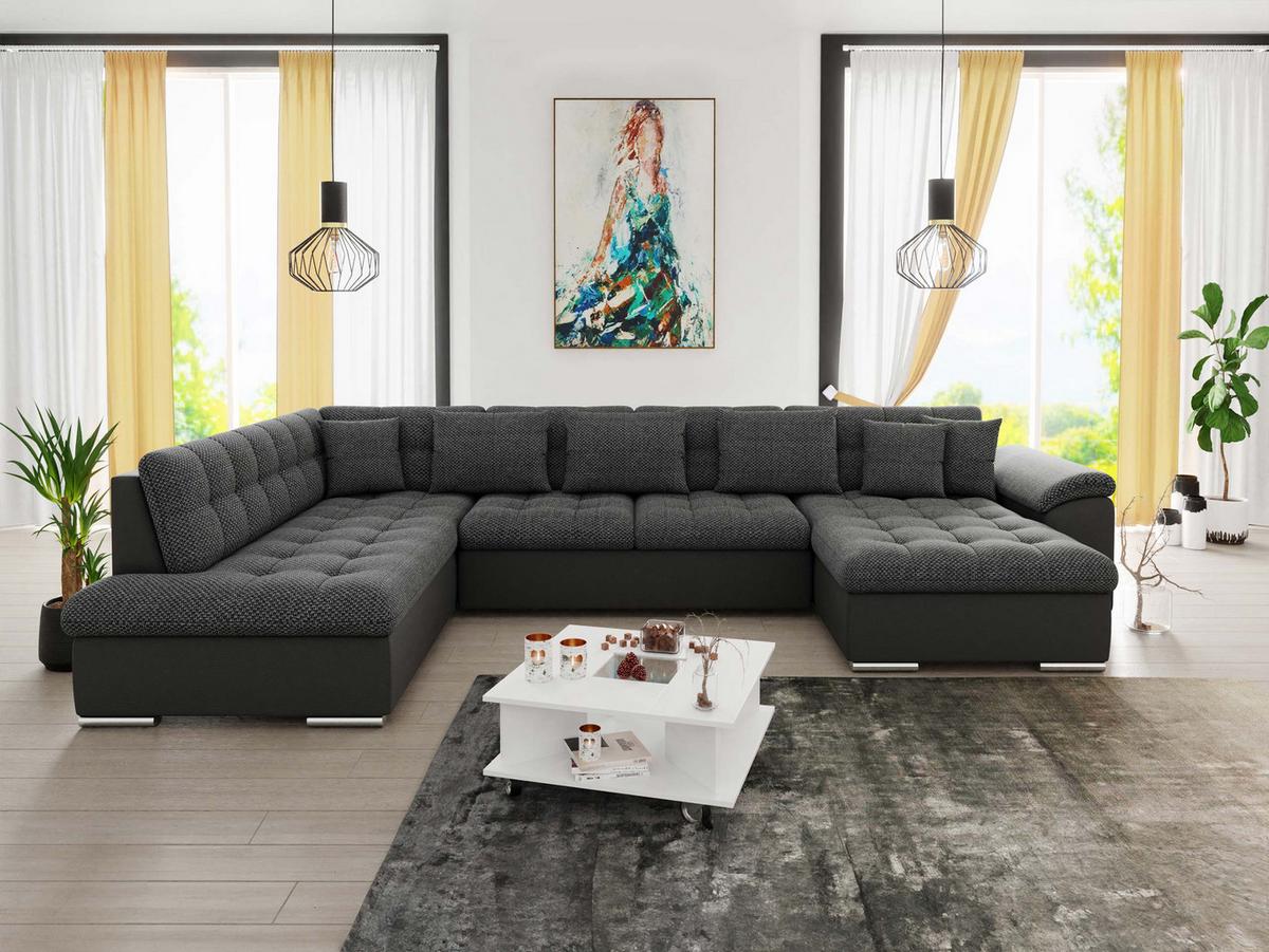 WOHNLANDSCHAFT Niko Bis, Seite: Rechts - Graphitfarben, Holz/Textil (348/76/205cm) - MIRJAN24