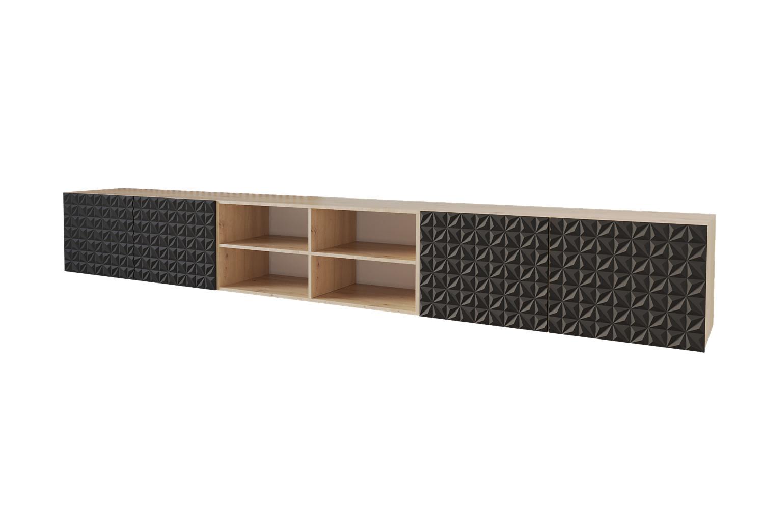 LOWBOARD VIRA-W 3x100x40x40 cm - Artisan / Schwarz - Schwarz, Holzwerkstoff (300/40/40cm) - ALTDECOR