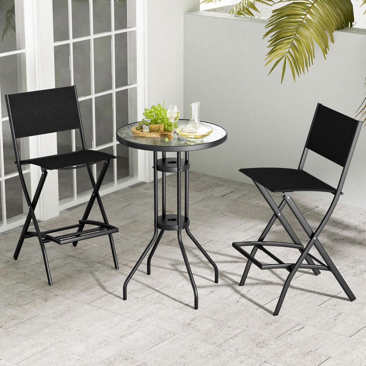 BARHOCKER Schwarz(2er-Set) - Schwarz, Metall (57/102/46cm) - COSTWAY