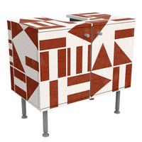 WASCHBECKENUNTERSCHRANK Fliesen mit geometrischen Formen Terracotta Shabby 60/55/35 cm - Rot, Holzwerkstoff (60/55/35cm) - Bilderwelten