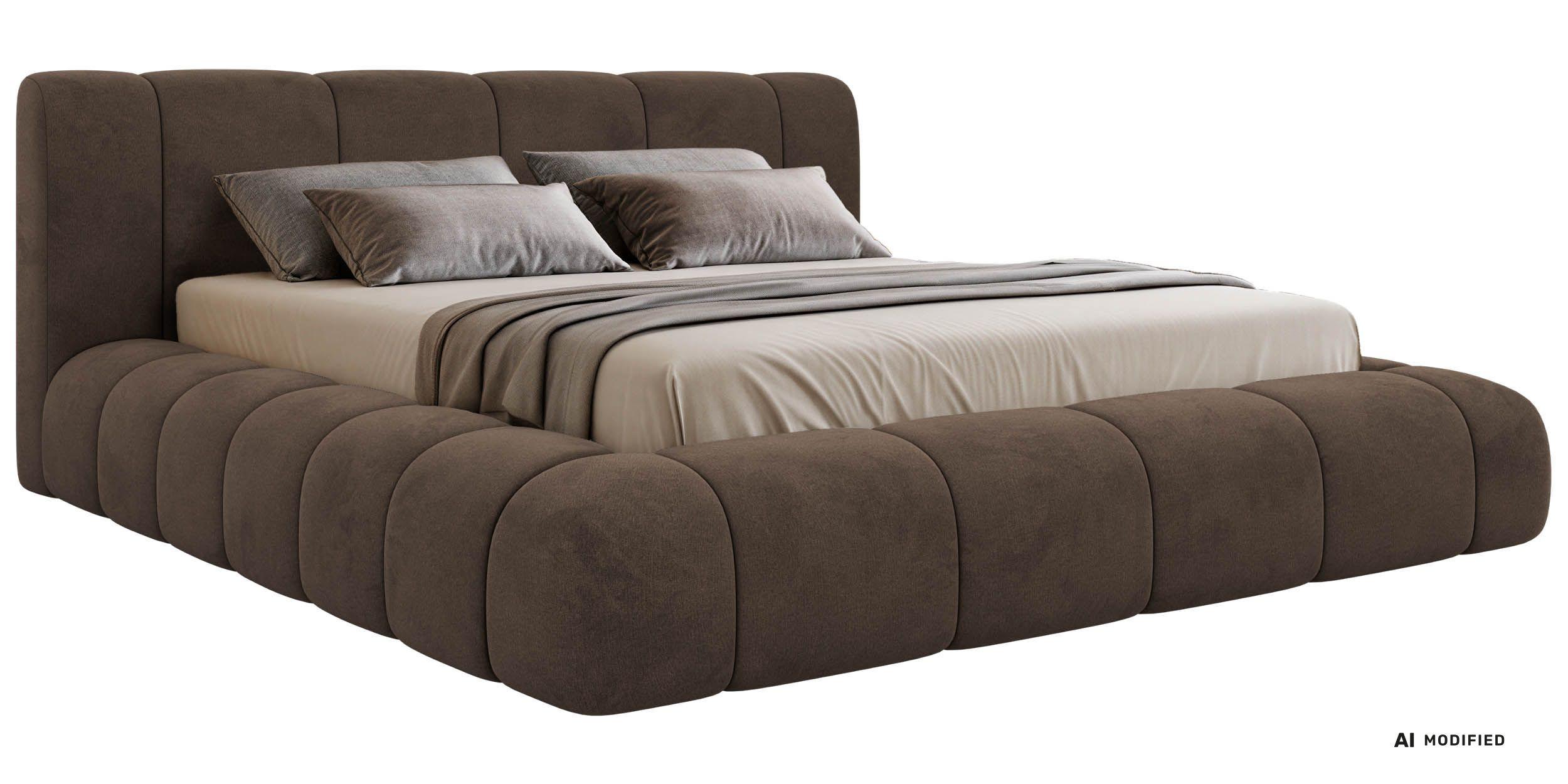 POLSTERBETT NUBEA CLASSIC 140/200 - Braun Velvet - ohne Matratze - Braun, Textil (140/200cm) - MKS