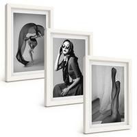 BILDER SET 3er Set - 20x30 cm Weißer Rahmen - Schwarz-Weiß-Porträts von Frauen - Weiß, Kunststoff (20/30cm) - TULUP