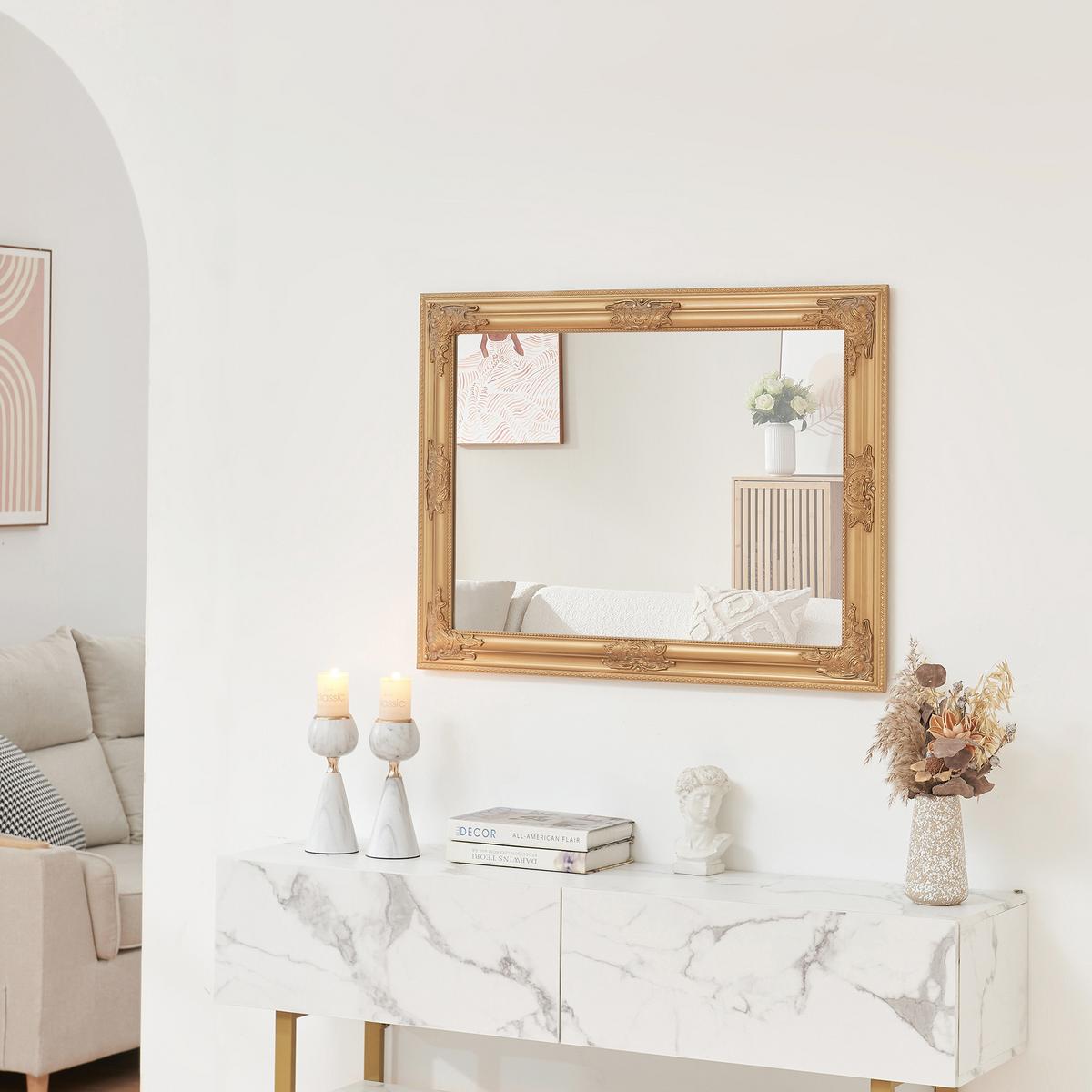 WANDSPIEGEL Punkalaidun - Goldfarben, Naturmaterialien/Glas (80/3/60cm) - [en.casa]