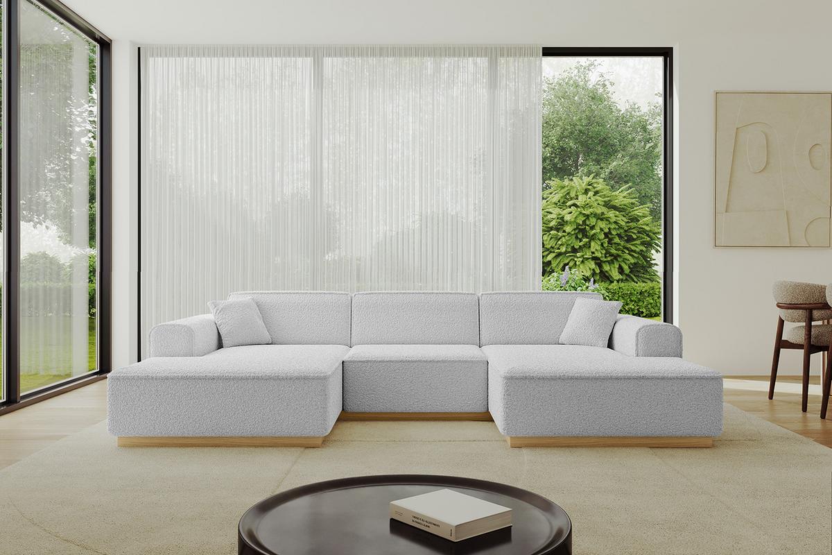WOHNLANDSCHAFT IREA-U1-v2 - 301x165x80 cm Hellgrau - Hellgrau, Holzwerkstoff/Textil (301/80/165cm) - ALTDECOR