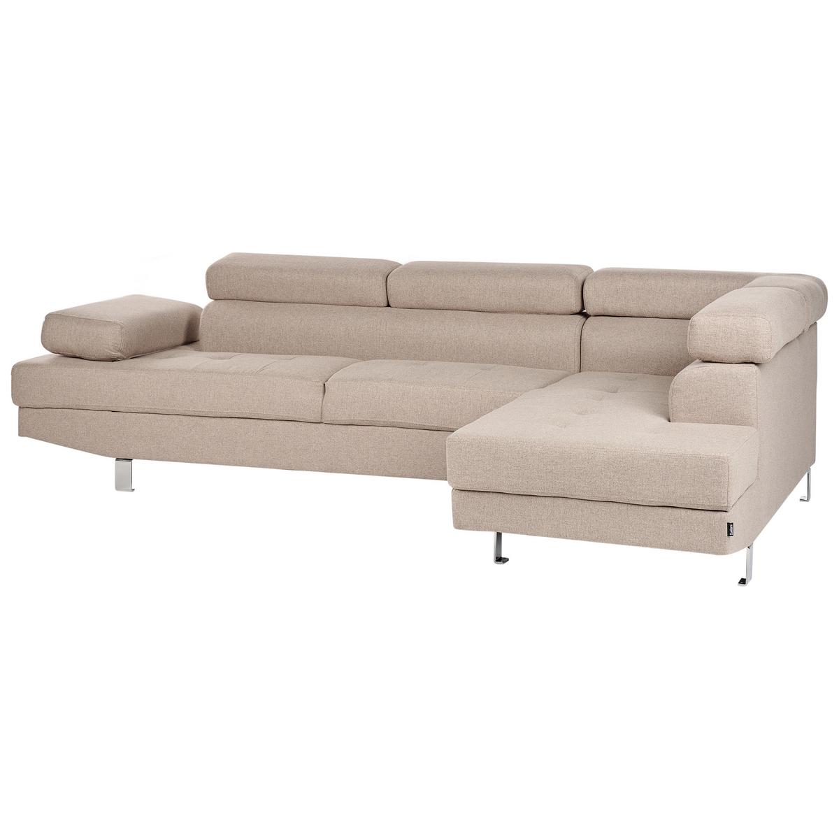 ECKFSOFA 5-Sitzer Stoff Beige linksseitig Norrea - Beige/Silberfarben, Textil (262/169cm) - Beliani