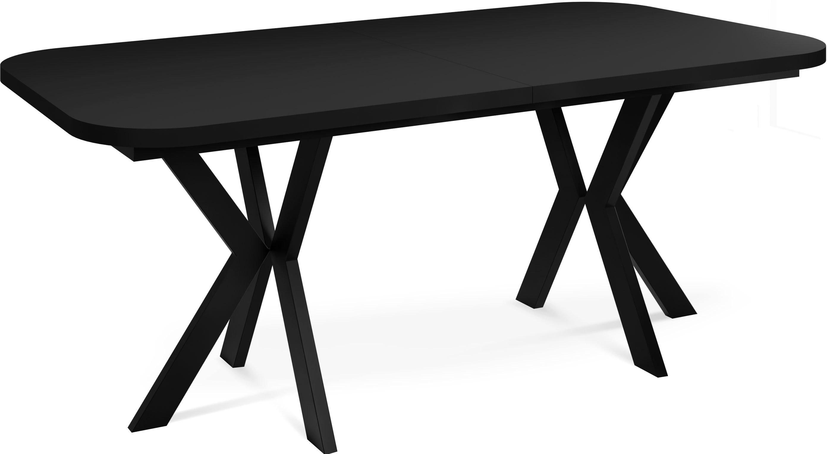 ESSTISCH Olivia ausziehbar rechteckig, Schwarz 200-280/100/76 - Schwarz, Holzwerkstoff/Metall (100/280/76cm) - WFL GROUP