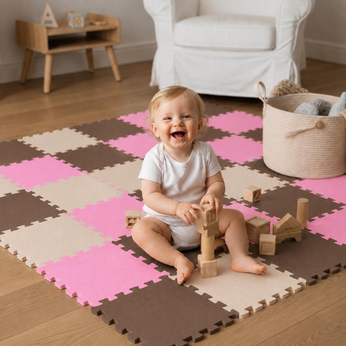 SPIELMATTE ab Null - 270/90 cm Puzzlematte Beige - Multicolor, Kunststoff (30/30cm) - Littletom