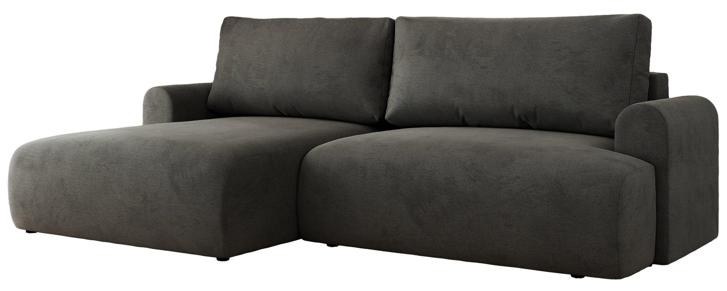ECKSCHLAFSOFA TONO L Dunkelgrau Velvet - links - Dunkelgrau/Schwarz, Kunststoff/Textil (260/150cm) - MKS