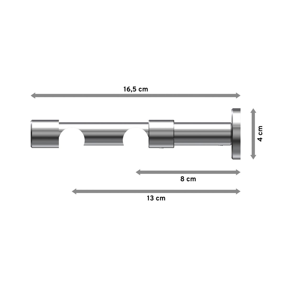 TRÄGER FÜR GARDINENSTANGEN 20 mm Ø, Prestige 2-läufig, Chrom - Chromfarben, Metall (16.2/4/4cm) - INTERDECO